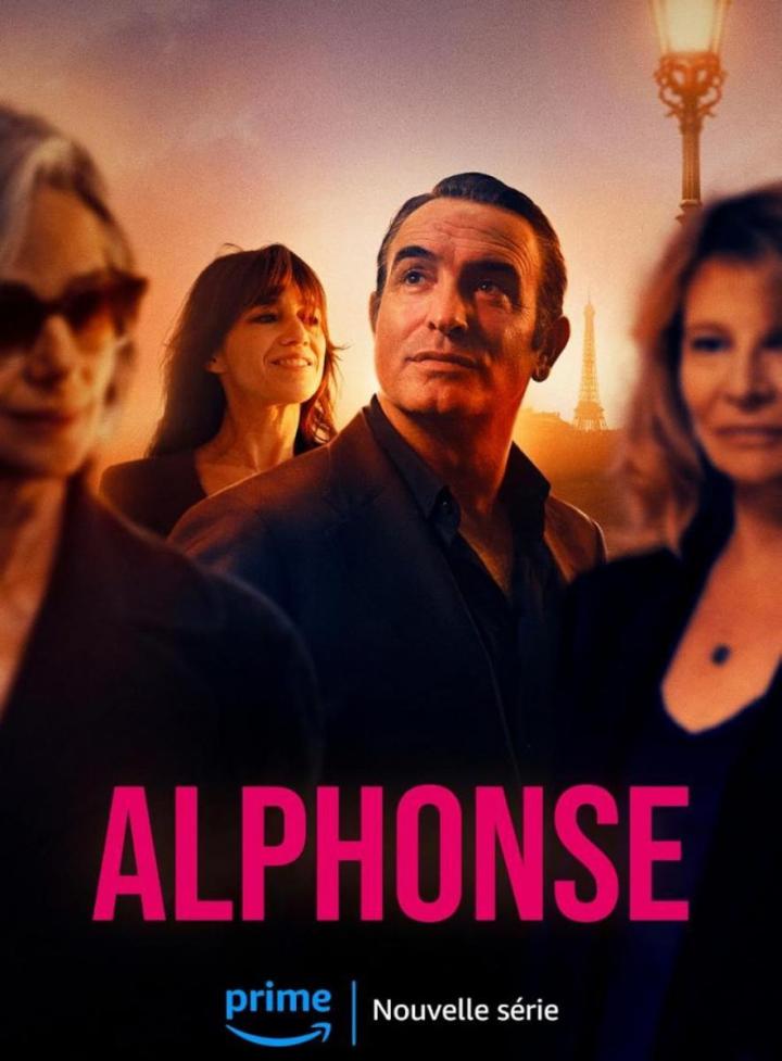 Póster promocional de la serie francesa 'Alphonse' de Prime Video, con Jean Dujardin y Charlotte Gainsbourg al centro